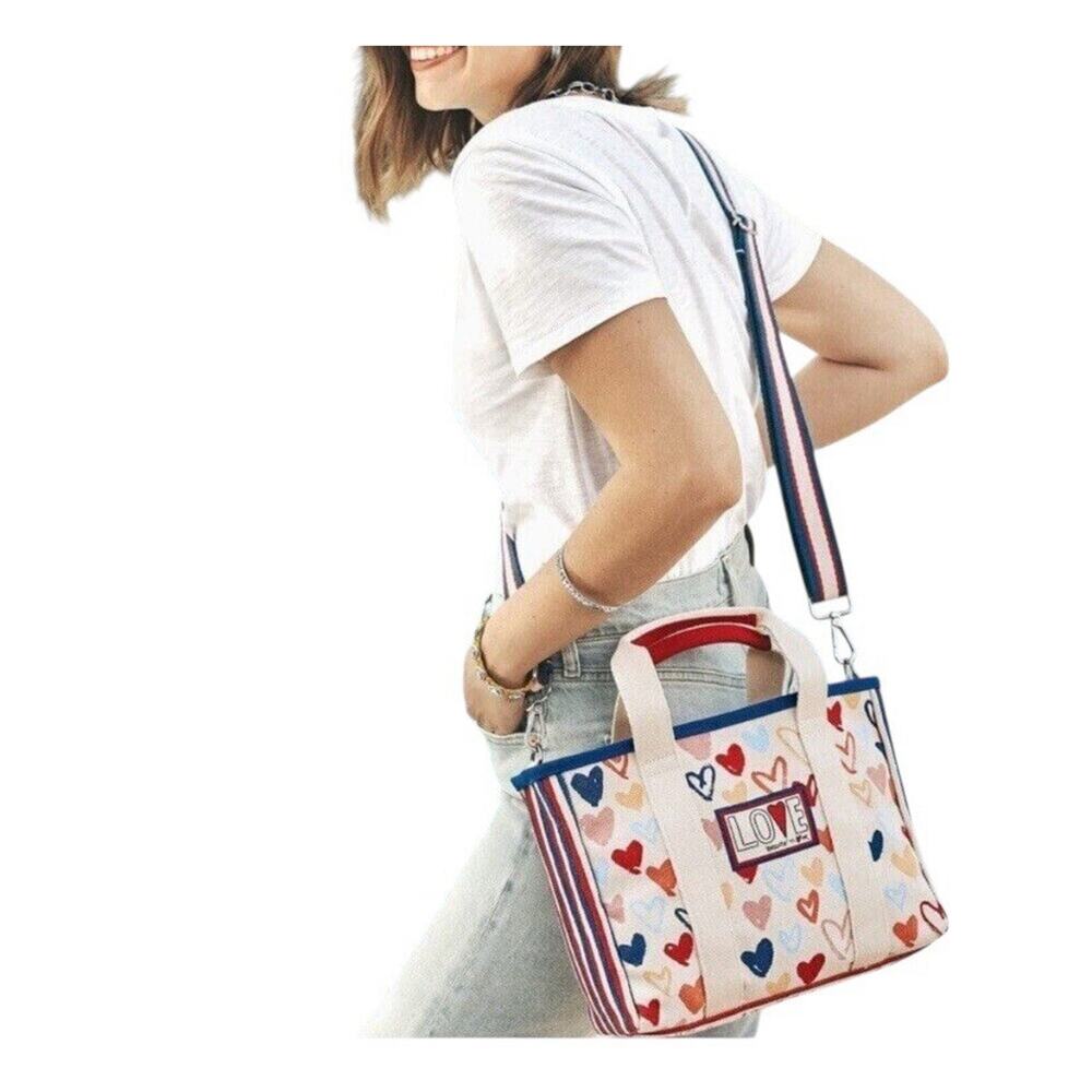 Brighton Red White and You Cotton Mini Tote w/ removable strap